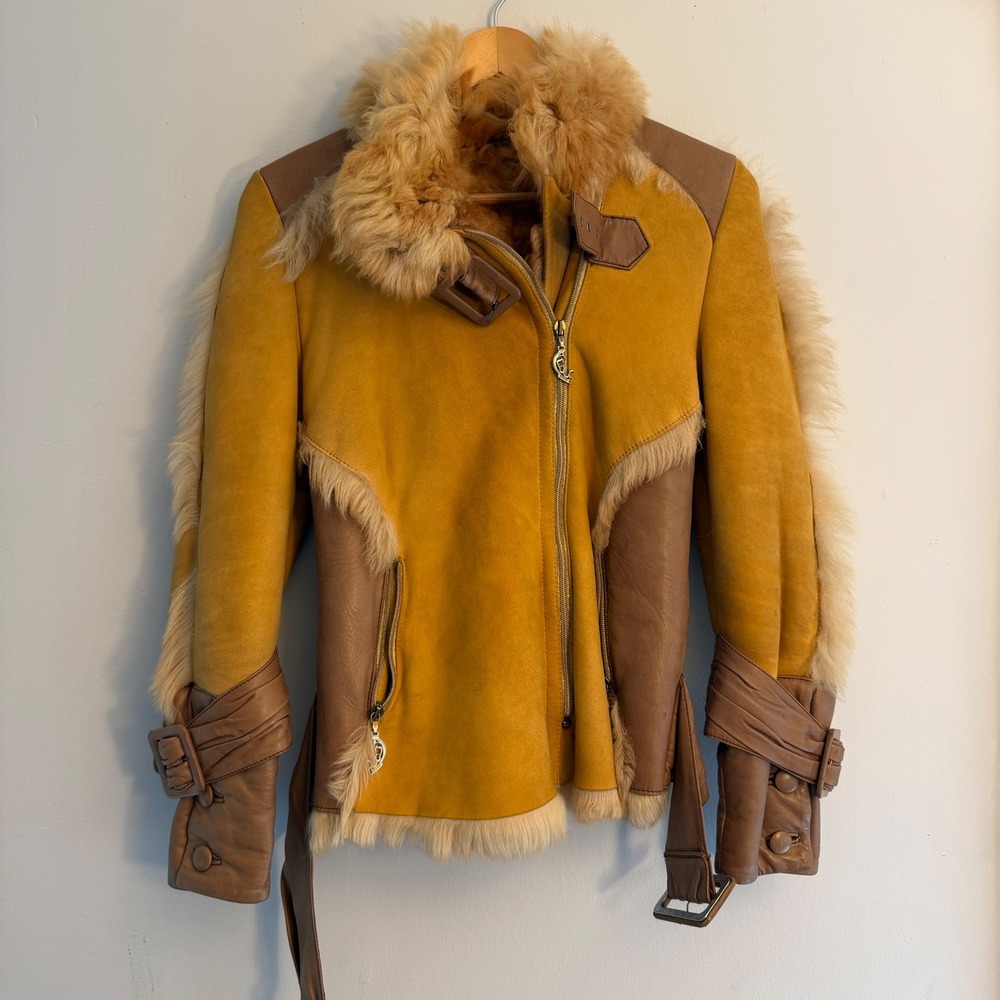 Voyage Invest in the Original Fox Fur Sheepskin Jacket Womens Medium Custom Rare